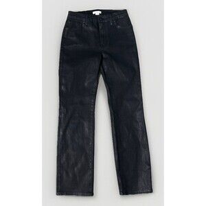 Good American Black Coated Shiny Faux Leather GS001T K103 Size‎ 4 / 27 Jeans